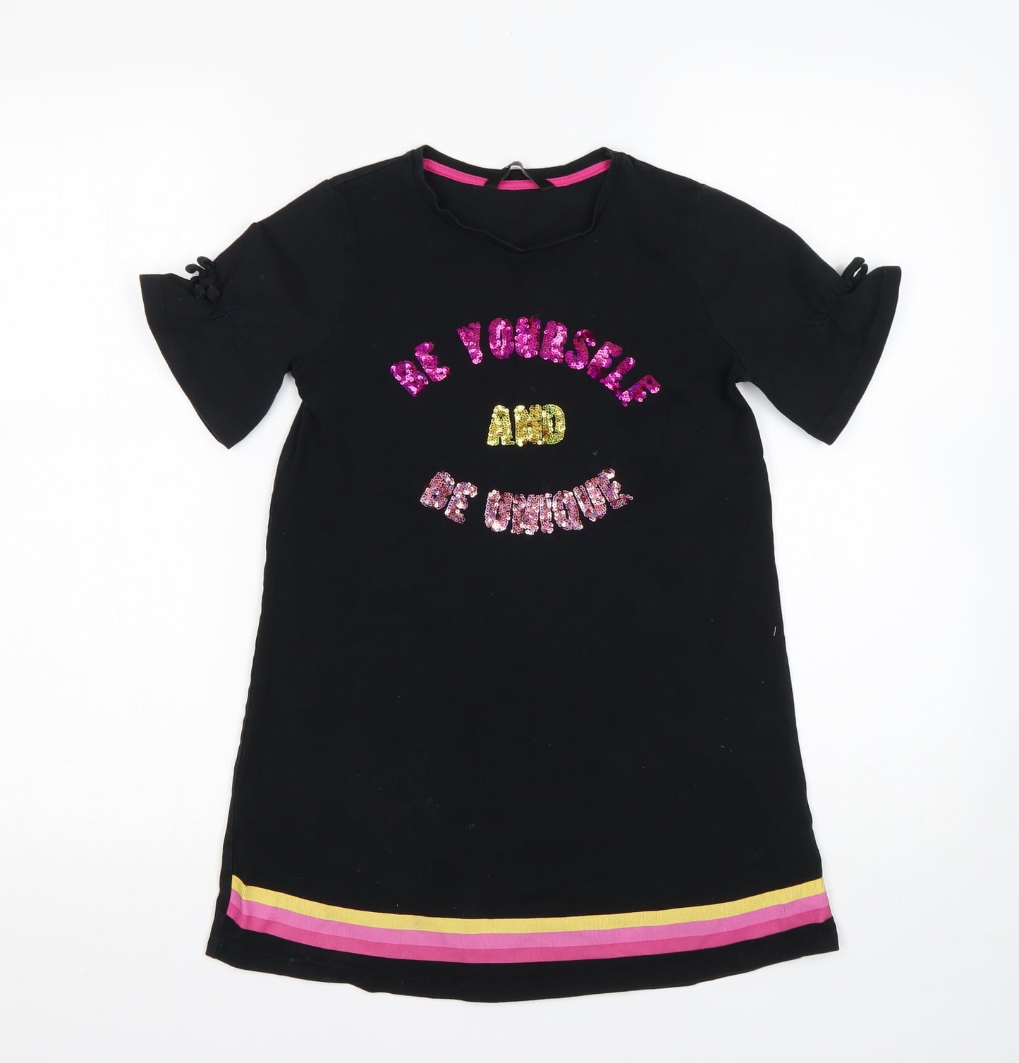 George Girls Black  Cotton T-Shirt Dress  Size 7-8 Years  Round Neck