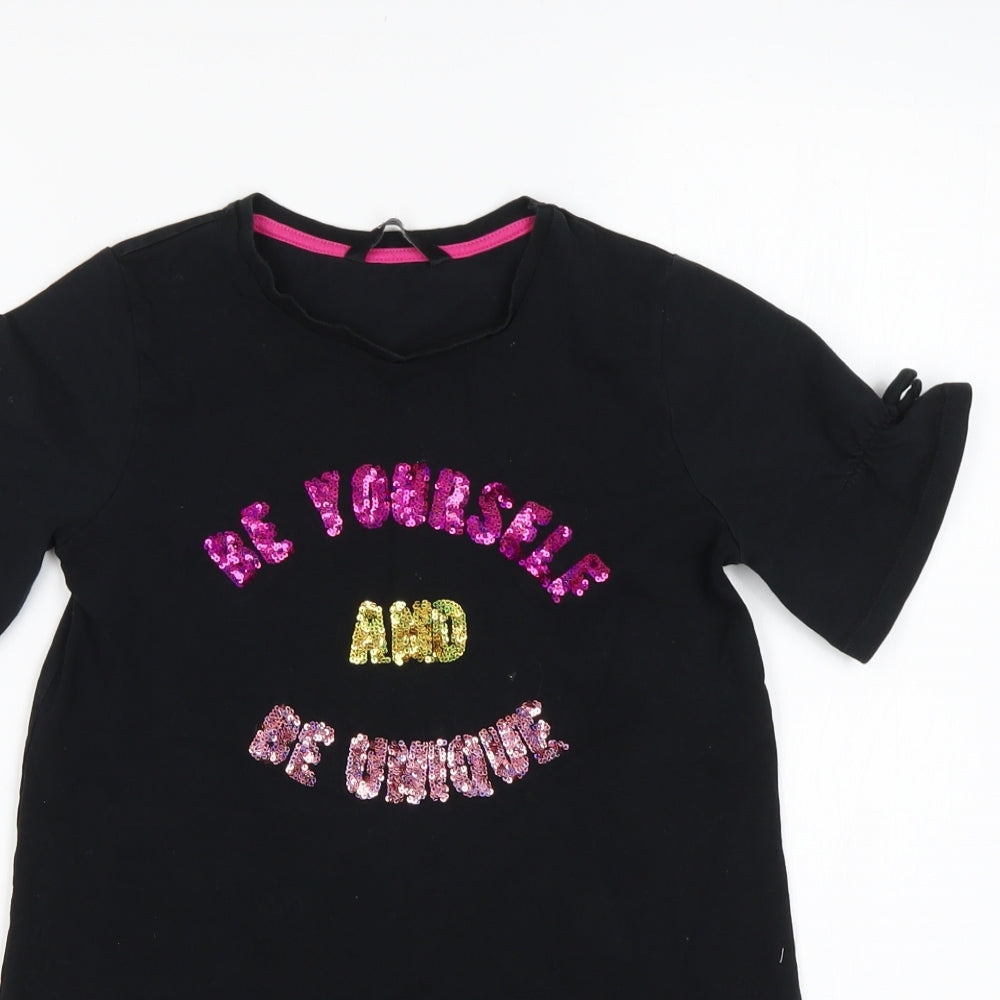 George Girls Black  Cotton T-Shirt Dress  Size 7-8 Years  Round Neck