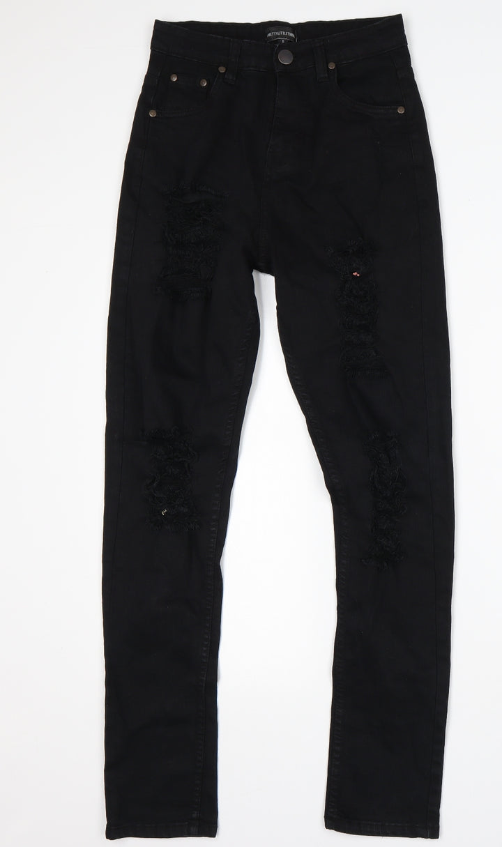 PRETTYLITTLETHING Womens Black Cotton Skinny Jeans Size 8 L29 in Regular