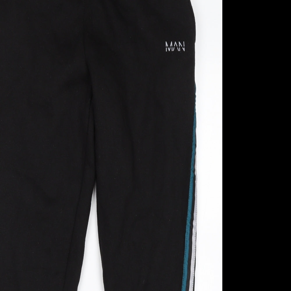 BoohooMAN Mens Black  Cotton Sweatpants Trousers Size S L28 in Regular
