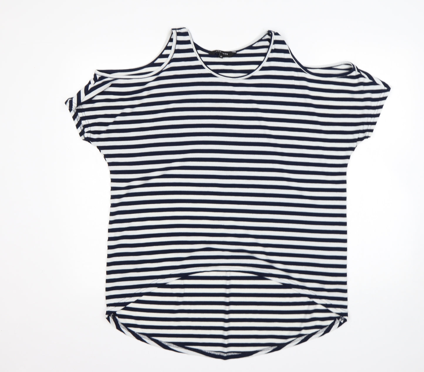 New Look Womens Multicoloured Striped Polyester Basic T-Shirt Size 12 Round Neck