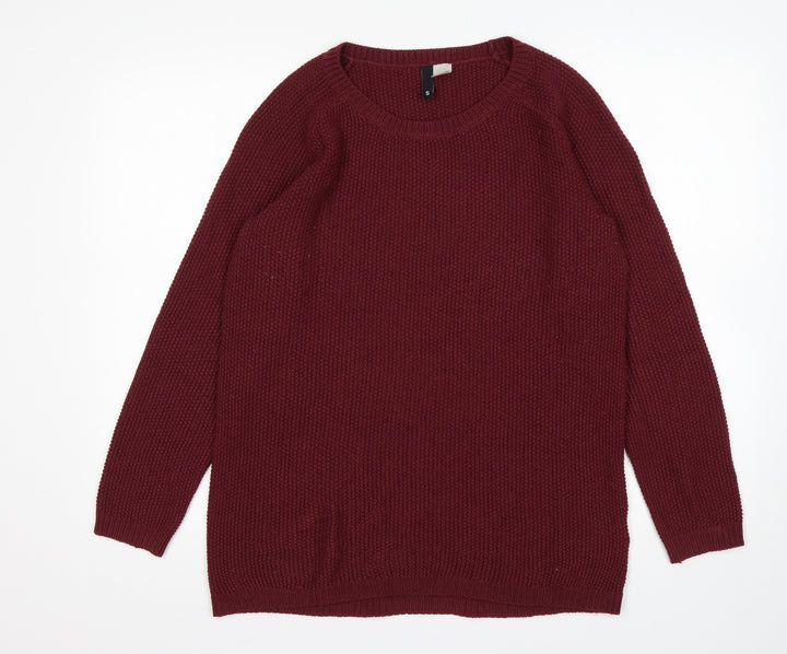 H&M Mens Red Round Neck  Acrylic Pullover Jumper Size S