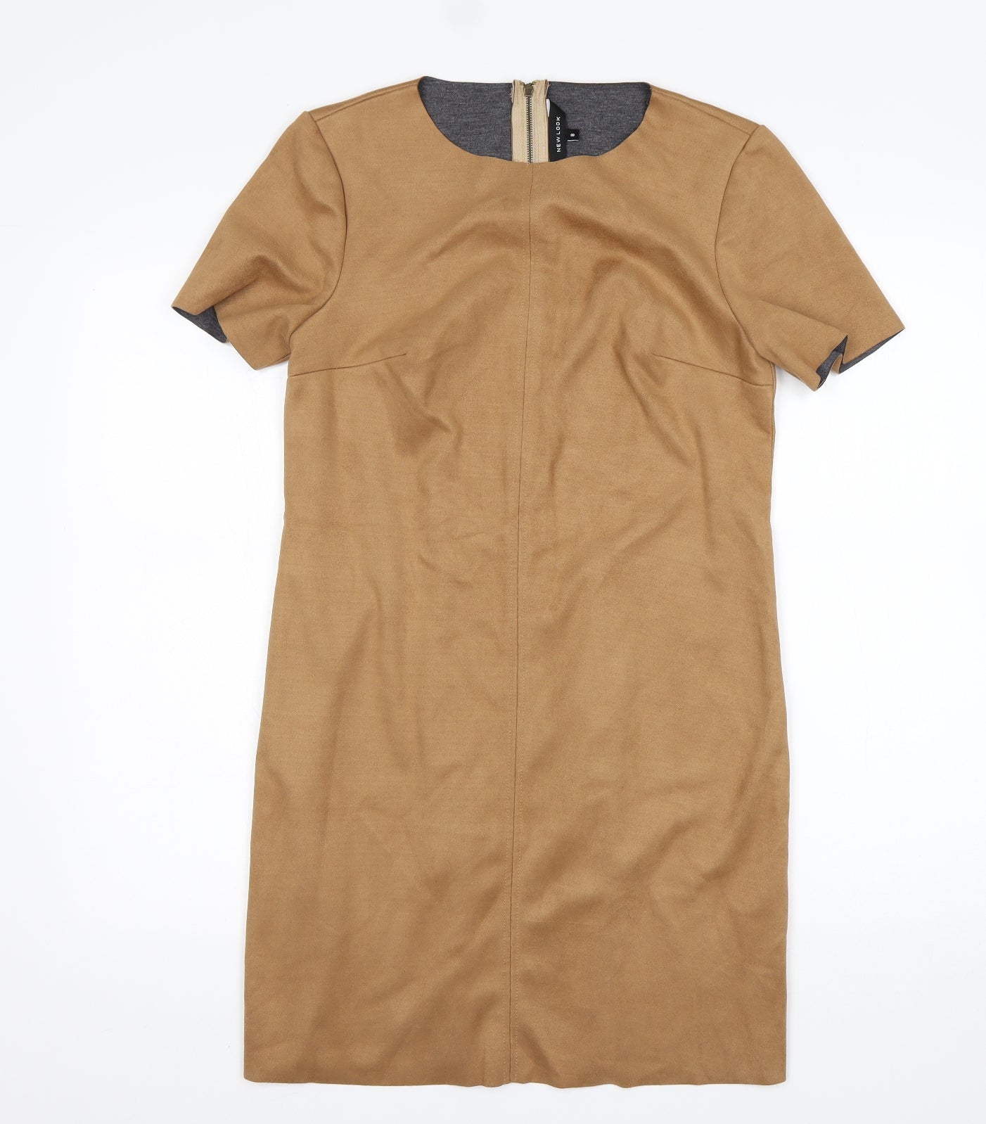 New Look Womens Brown  Polyester Sheath  Size 8  Round Neck