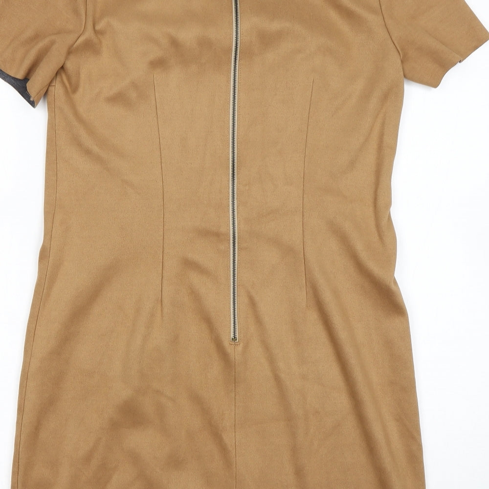 New Look Womens Brown  Polyester Sheath  Size 8  Round Neck