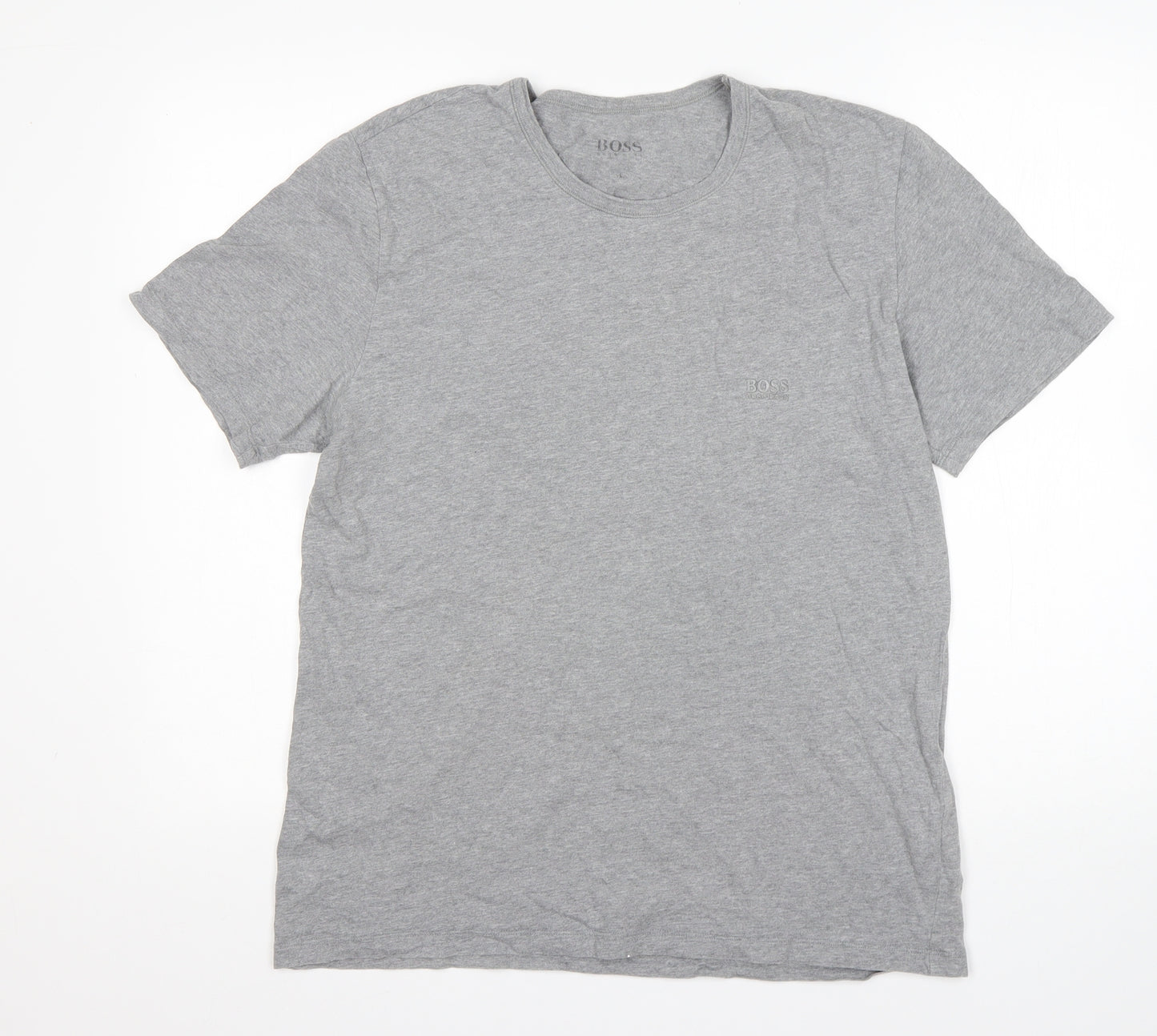 Hogo Boss Mens Grey  Cotton  T-Shirt Size L Round Neck
