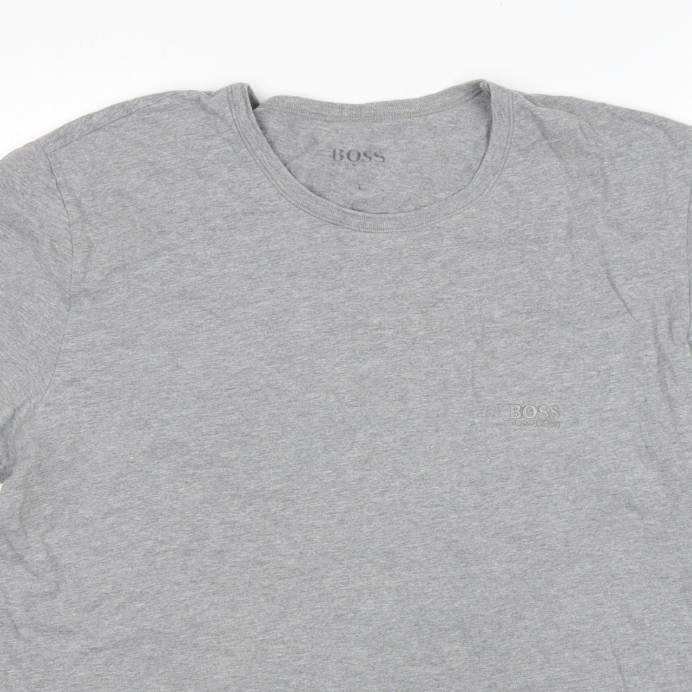 Hogo Boss Mens Grey  Cotton  T-Shirt Size L Round Neck