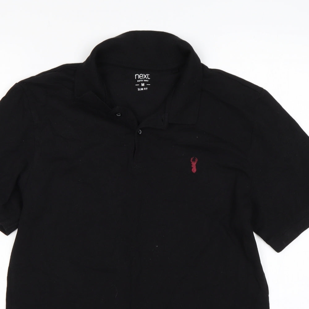 NEXT Mens Black  Cotton  Polo Size M Collared