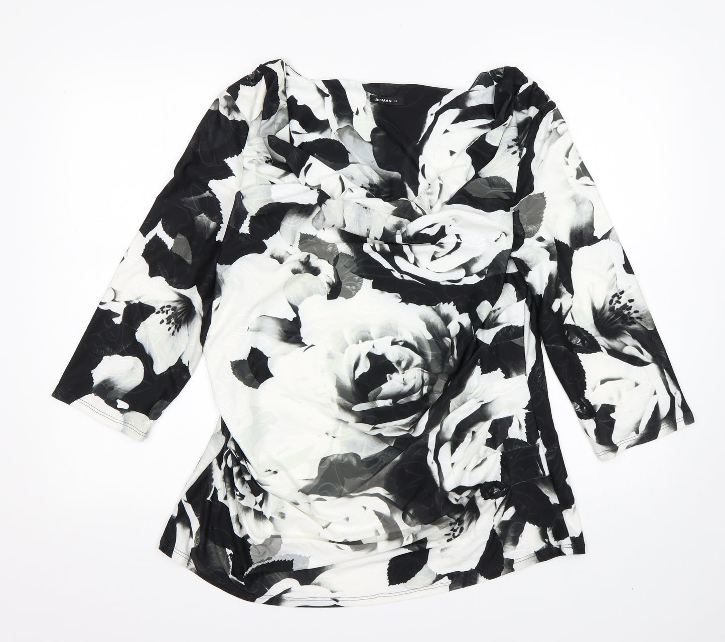 Roman Womens Multicoloured Floral Polyester Basic Blouse Size 18 Cowl Neck