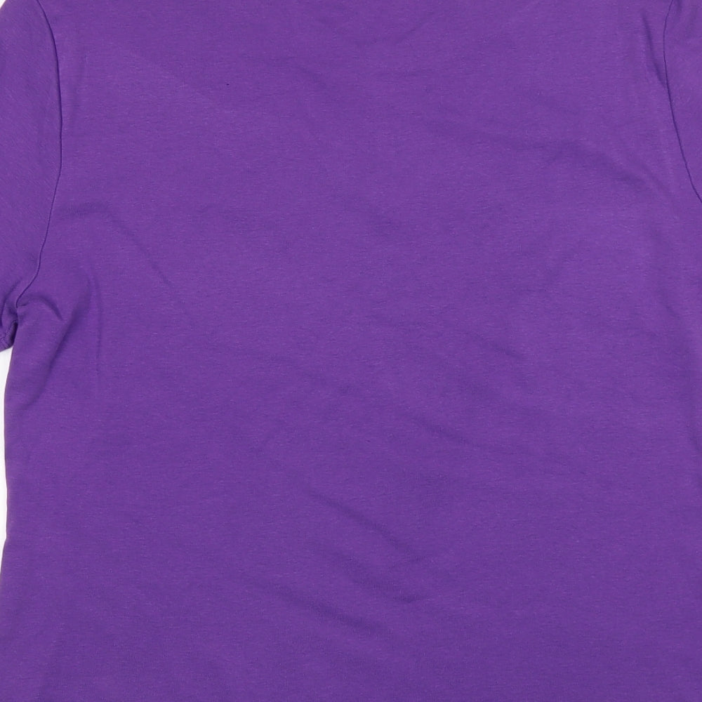 M&Co Womens Purple  Cotton Basic T-Shirt Size 18 Round Neck
