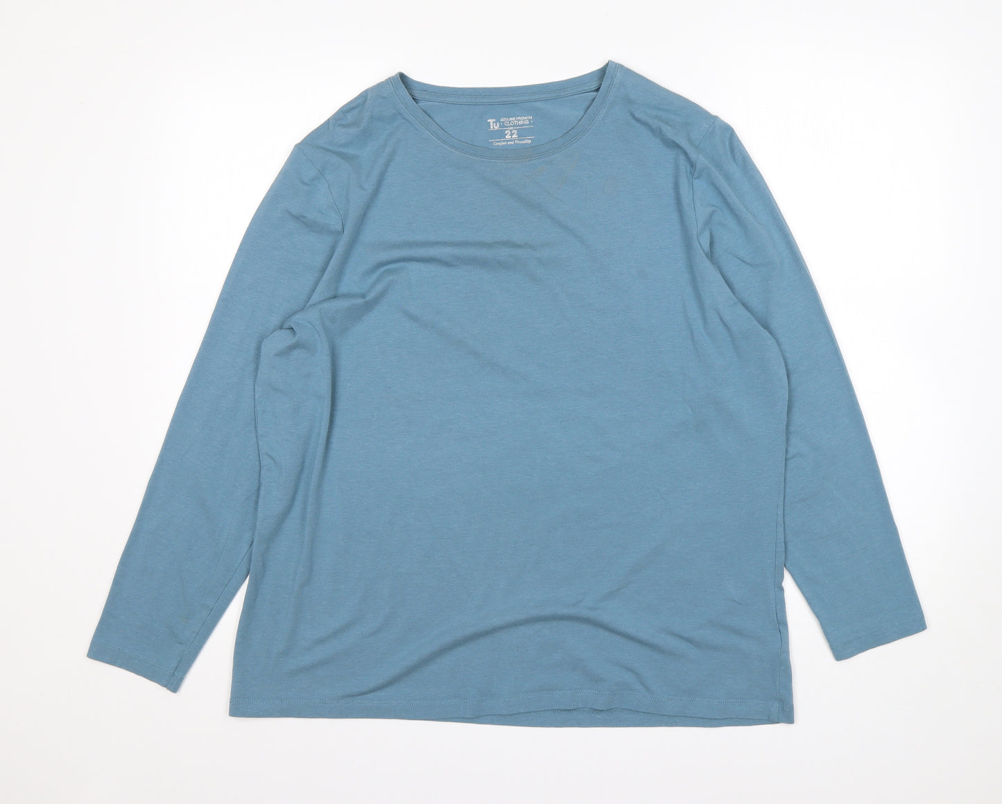 TU Womens Green  Cotton Basic T-Shirt Size 22 Round Neck