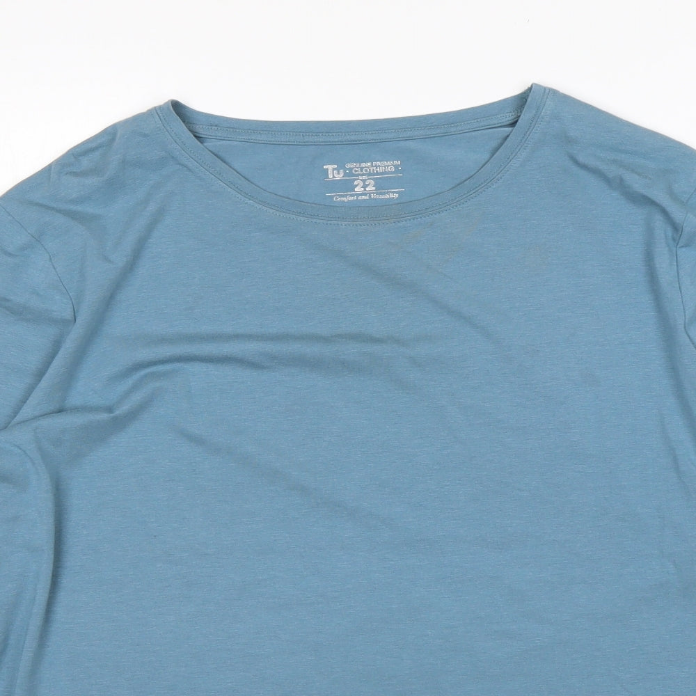 TU Womens Green  Cotton Basic T-Shirt Size 22 Round Neck