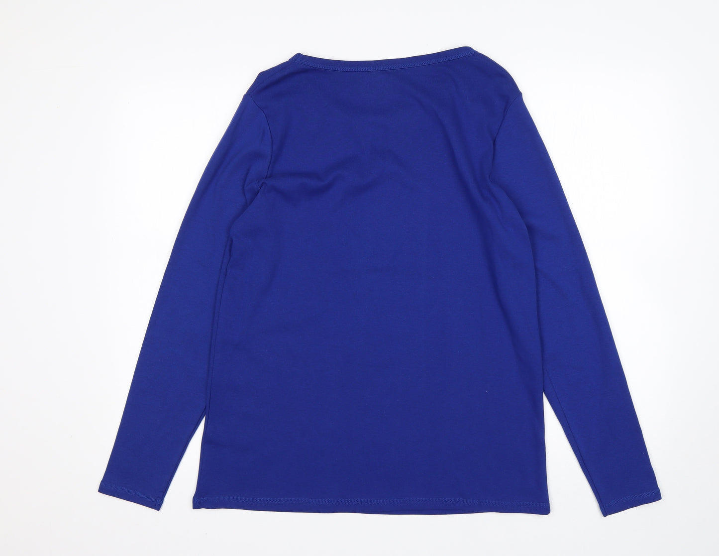 M&S Womens Blue  Cotton Basic T-Shirt Size 18 Round Neck