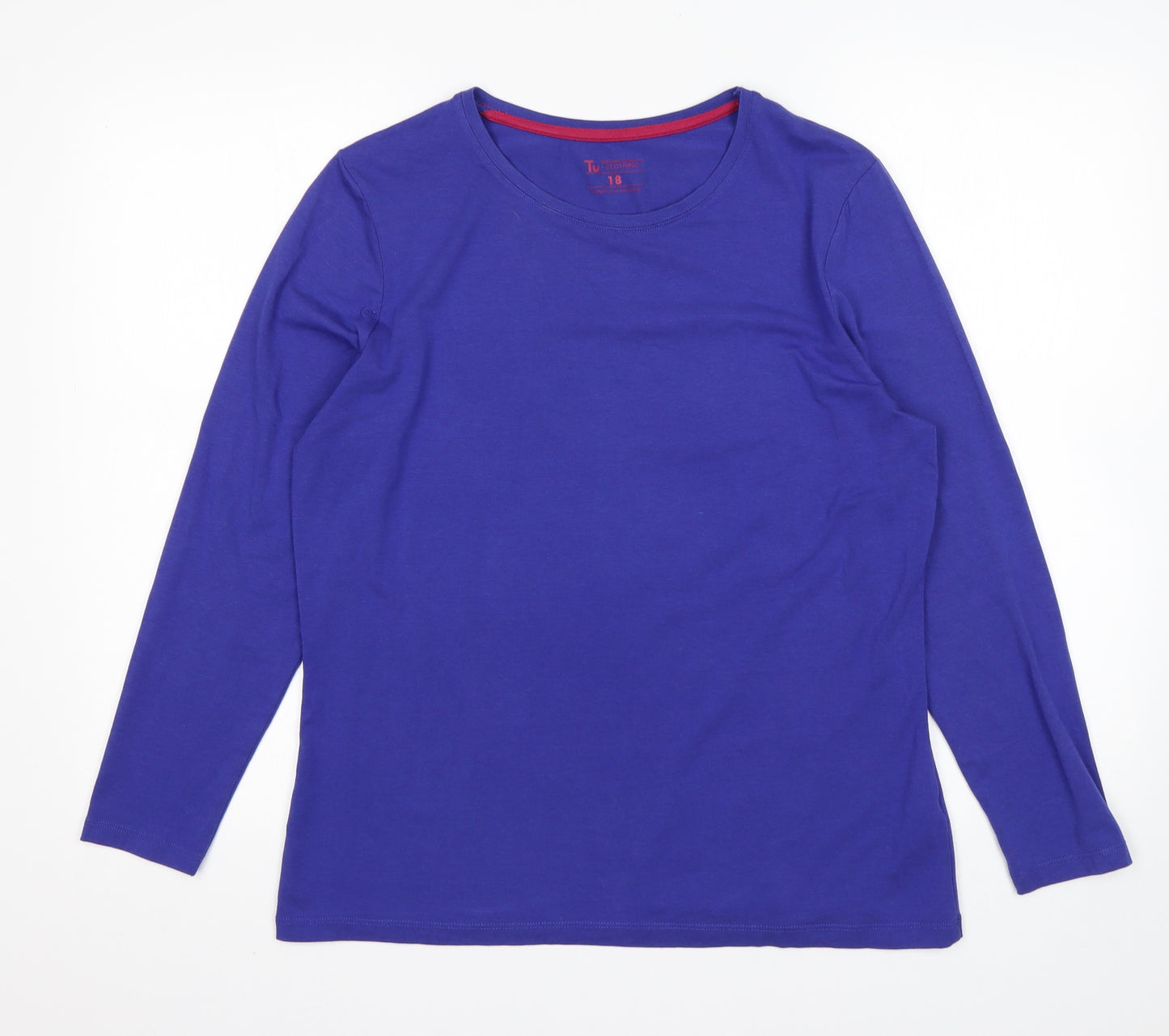 TU Womens Purple  Cotton Basic T-Shirt Size 18 Round Neck