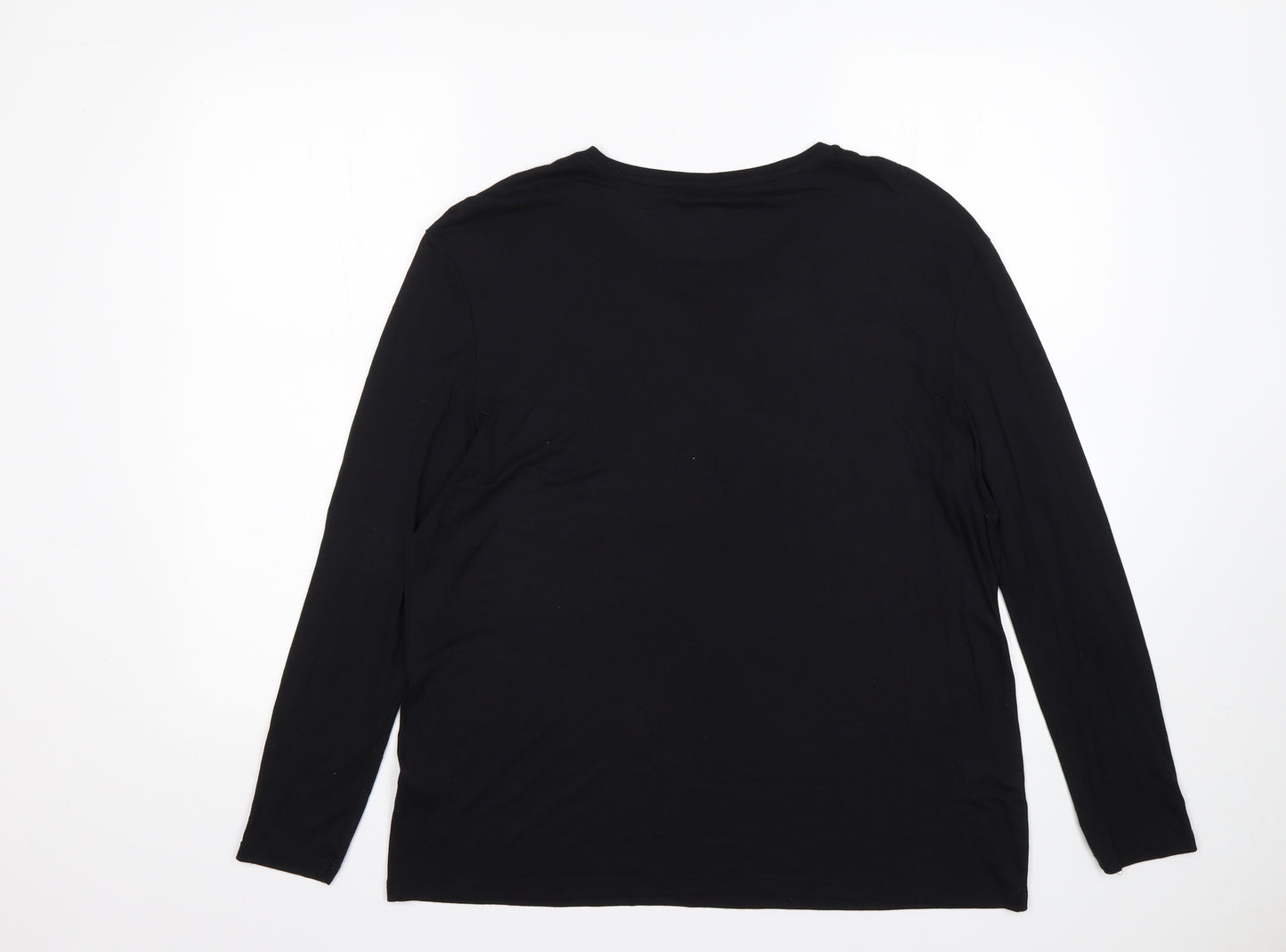 M&S Womens Black  Viscose Basic T-Shirt Size 14 Round Neck