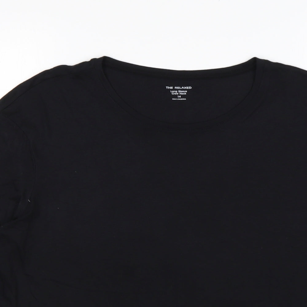 M&S Womens Black  Viscose Basic T-Shirt Size 14 Round Neck