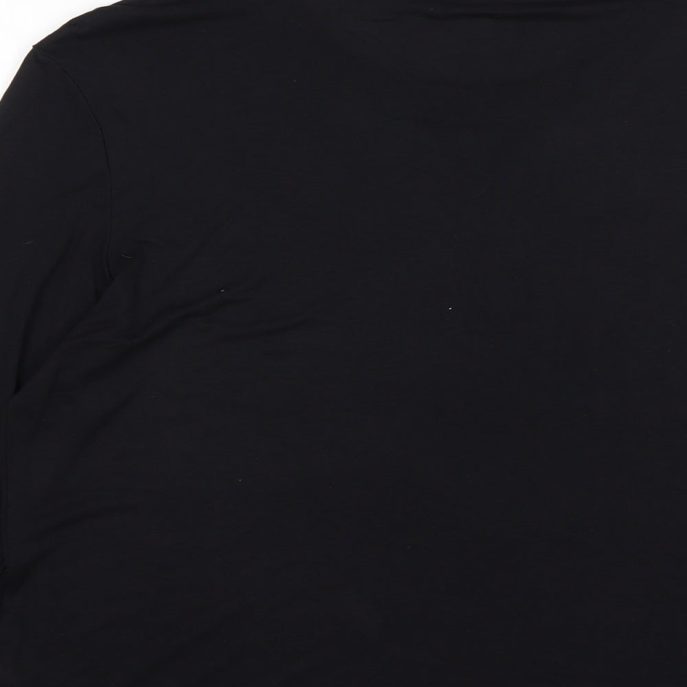 M&S Womens Black  Viscose Basic T-Shirt Size 14 Round Neck