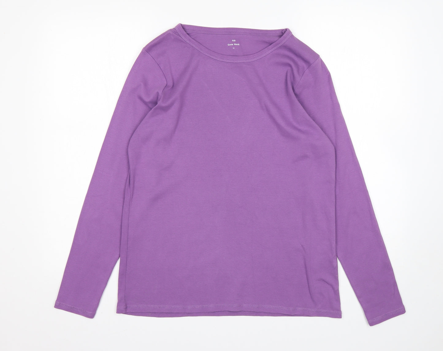 M&S Womens Purple  Cotton Basic T-Shirt Size 18 Round Neck
