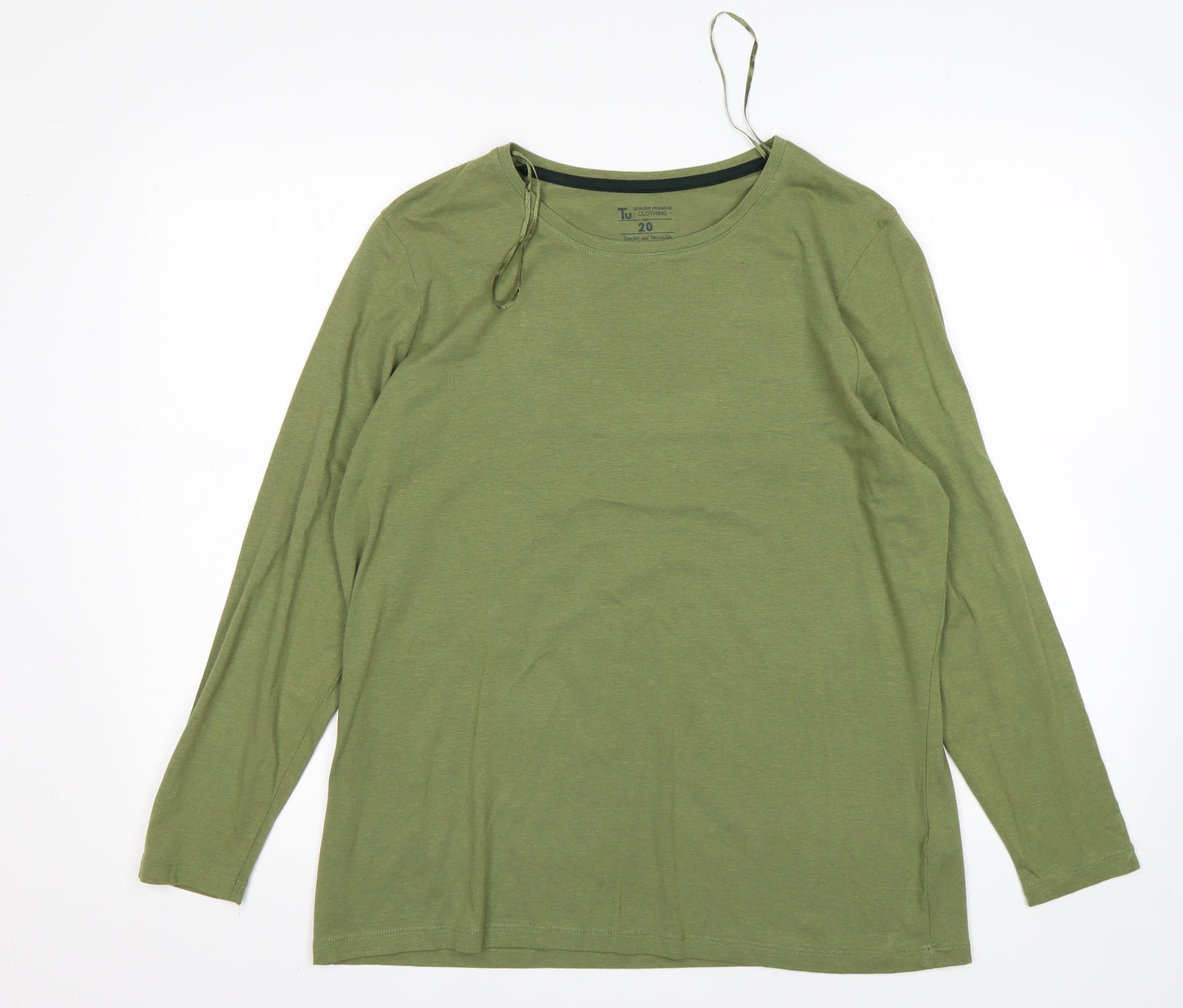 TU Womens Green  Cotton Basic T-Shirt Size 20 Round Neck