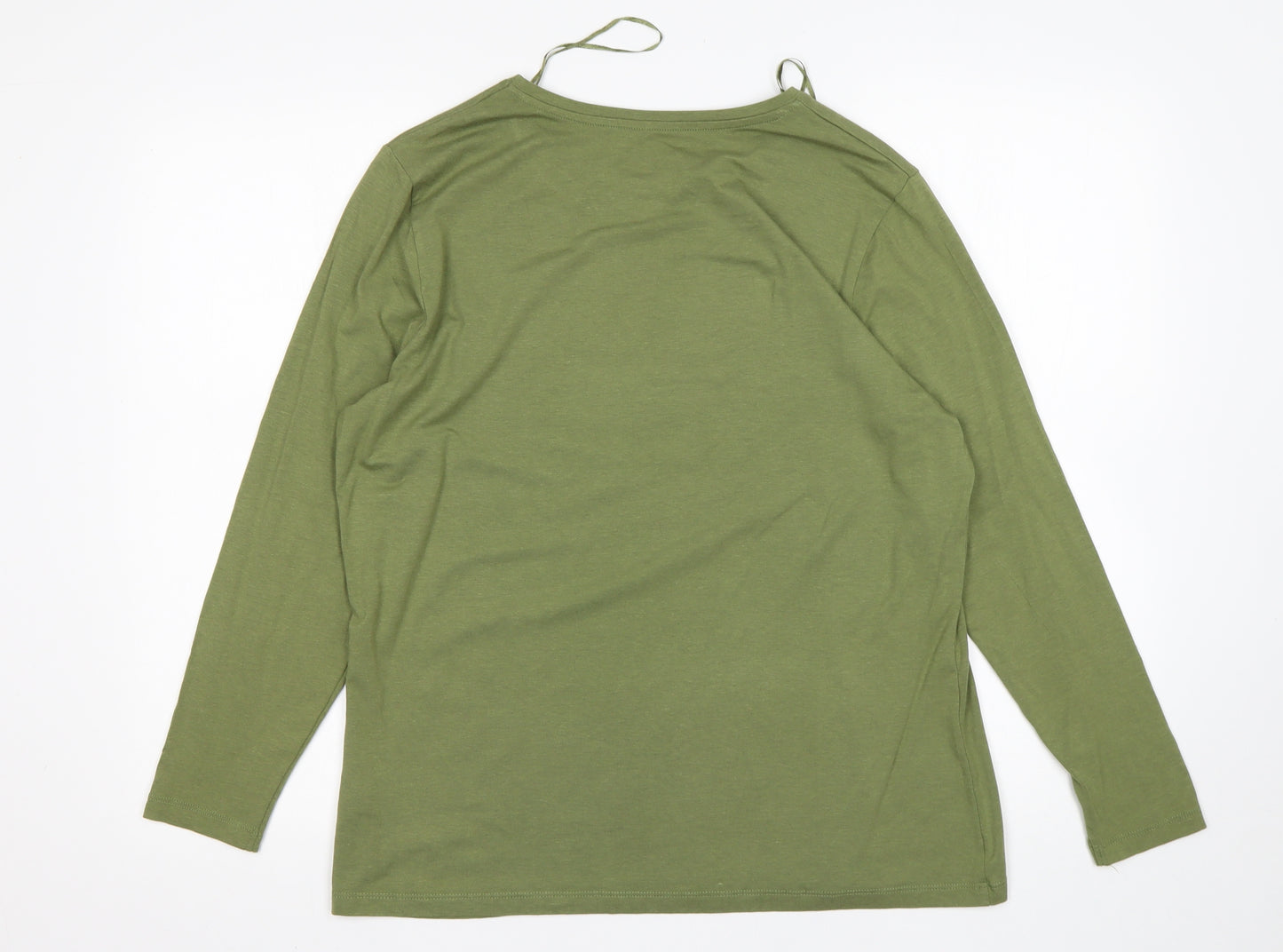 TU Womens Green  Cotton Basic T-Shirt Size 20 Round Neck