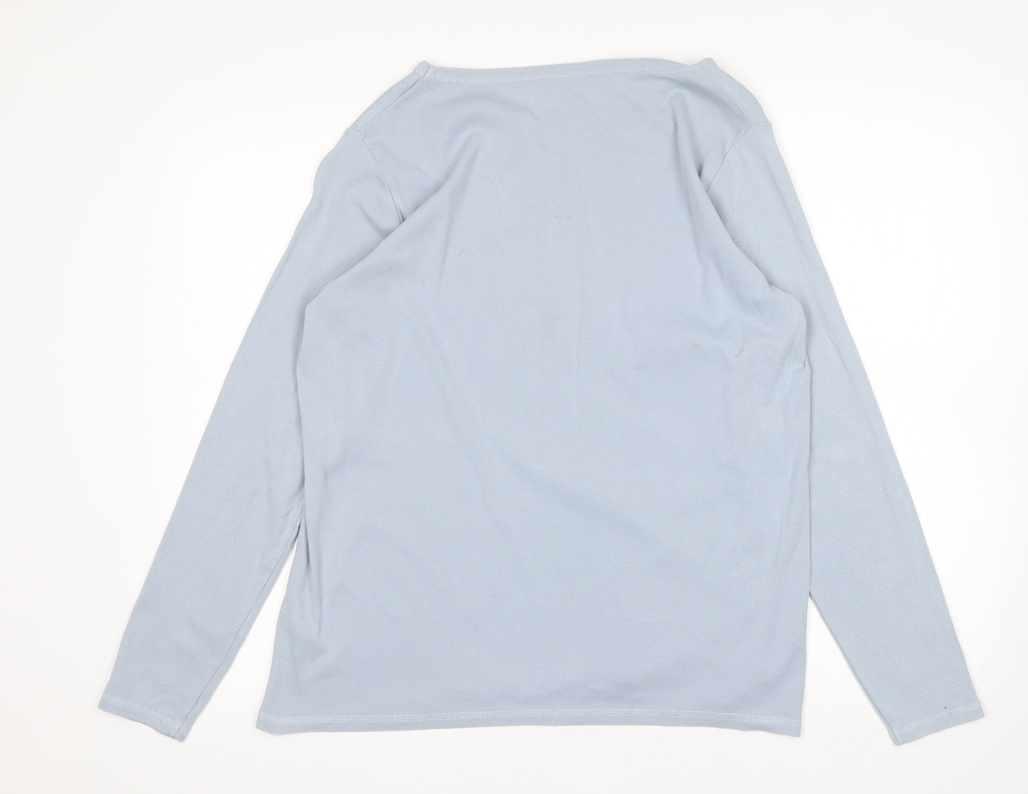 M&S Womens Blue  Cotton Basic T-Shirt Size 18 Round Neck