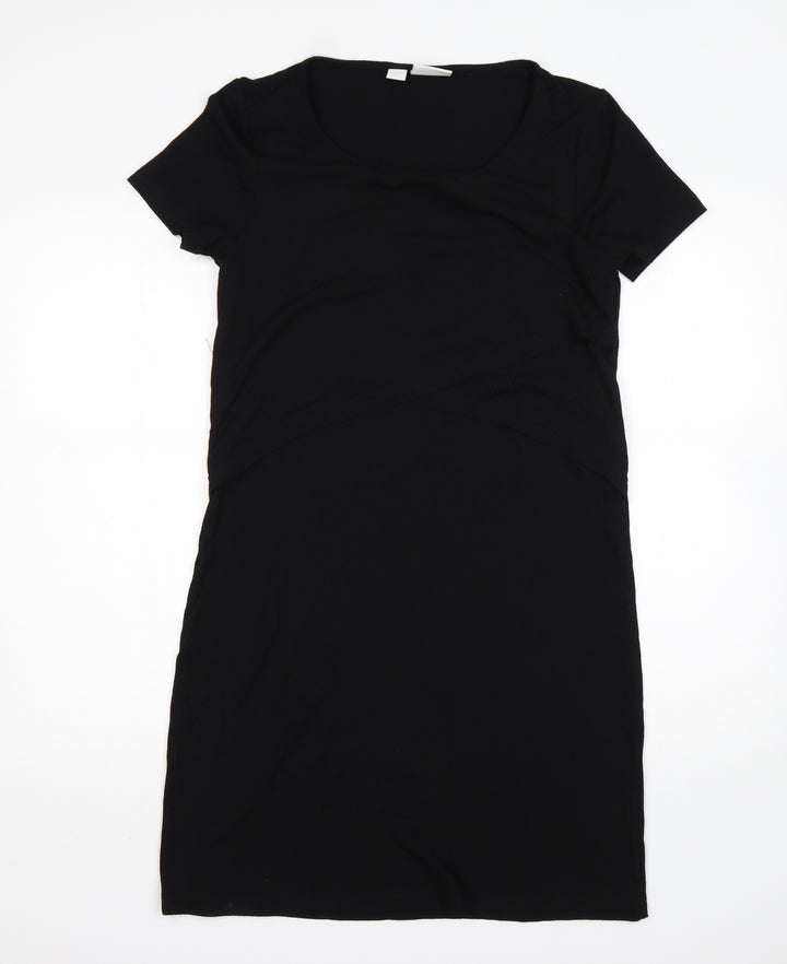 Mamalicious Womens Black  Viscose Pencil Dress  Size M  Round Neck