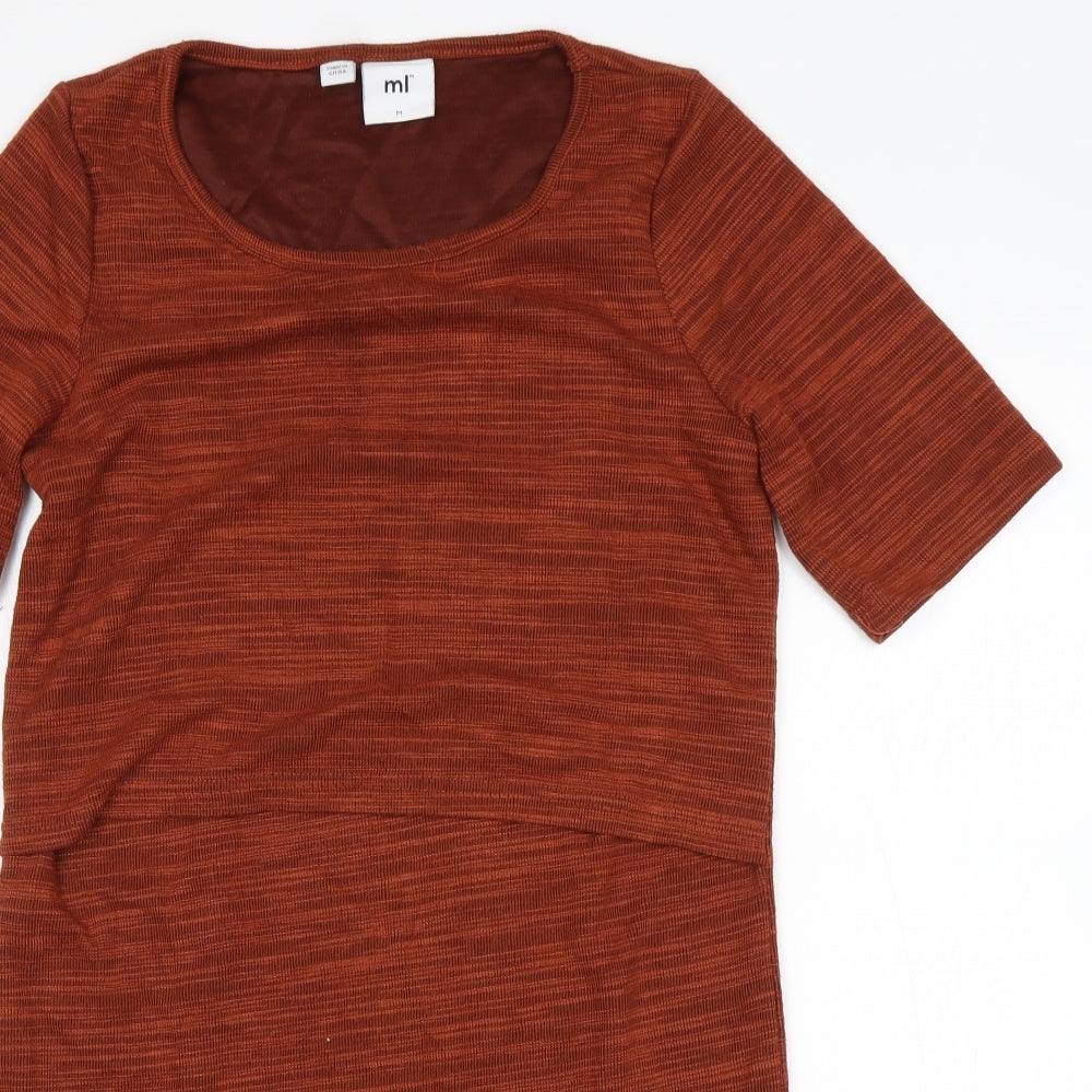 Mamalicious Womens Brown  Viscose Jumper Dress  Size M  Round Neck