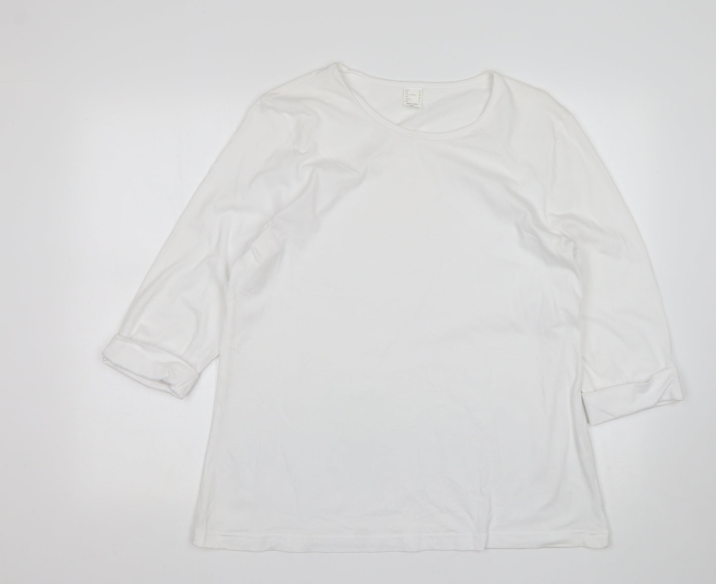 Preworn Womens White  Cotton Basic T-Shirt Size 18 Round Neck