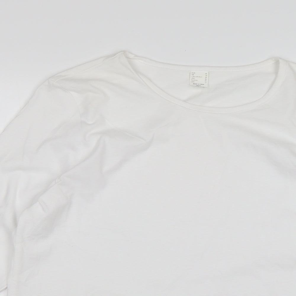 Preworn Womens White  Cotton Basic T-Shirt Size 18 Round Neck