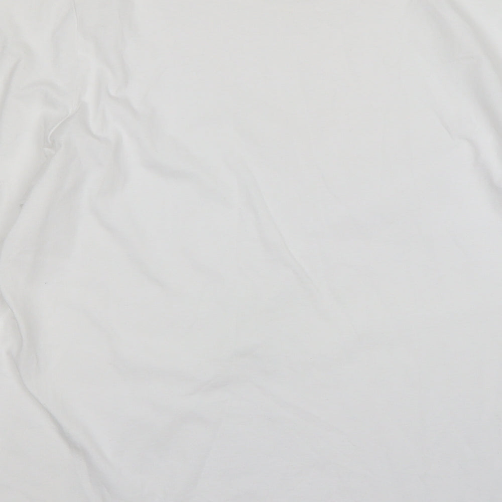 Preworn Womens White  Cotton Basic T-Shirt Size 18 Round Neck