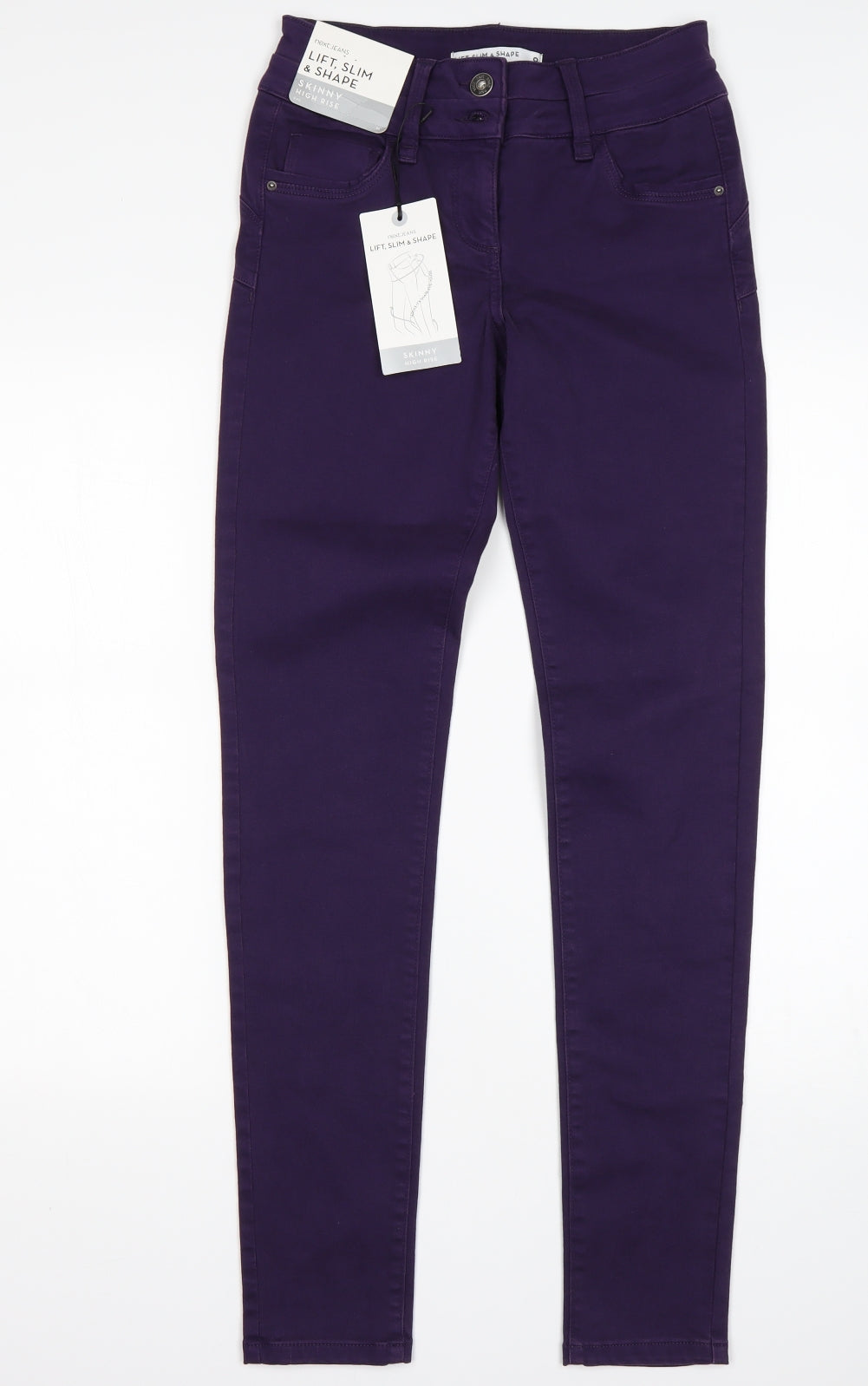 NEXT Womens Purple  Cotton Skinny Jeans Size 8 L31 in Regular