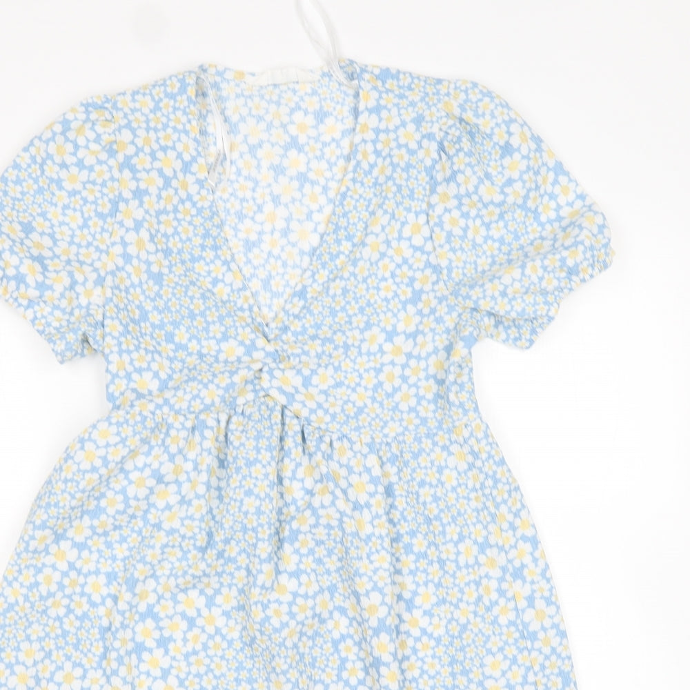 Primark Womens Multicoloured Floral Polyester A-Line  Size 6  V-Neck