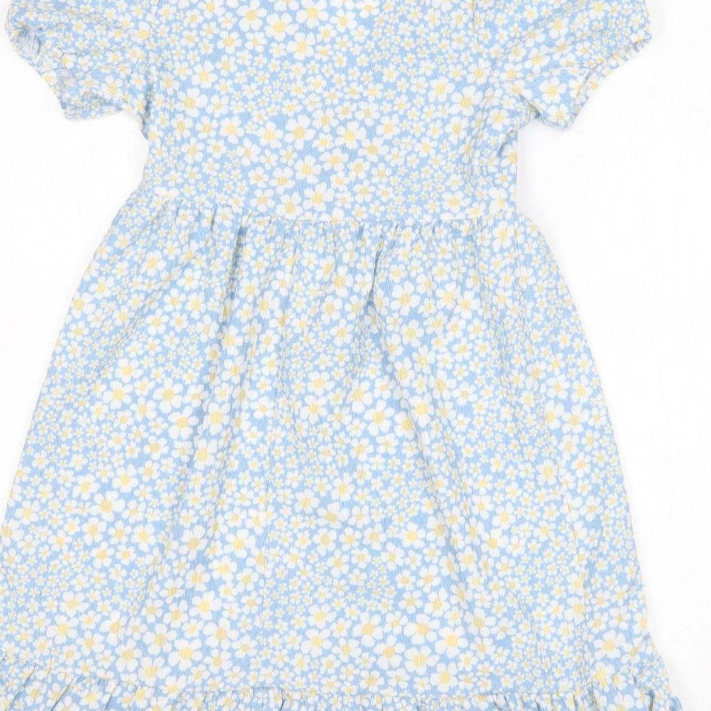 Primark Womens Multicoloured Floral Polyester A-Line  Size 6  V-Neck