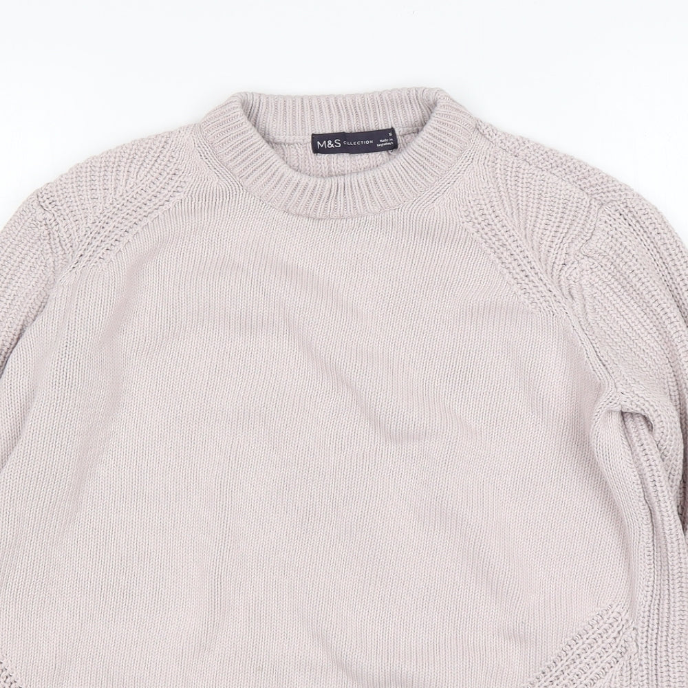 M&S Womens Pink Round Neck  Cotton Pullover Jumper Size S