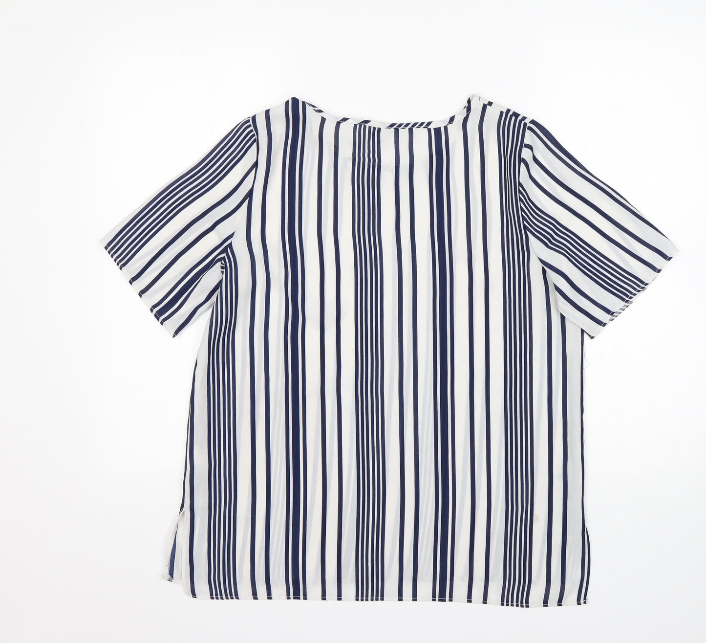 PEP&CO Womens Multicoloured Striped Polyester Basic Blouse Size 10 Round Neck