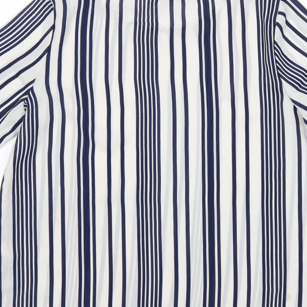 PEP&CO Womens Multicoloured Striped Polyester Basic Blouse Size 10 Round Neck