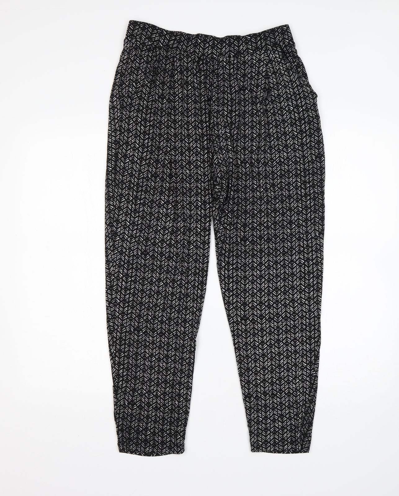 M&S Womens Multicoloured Geometric Viscose Harem Trousers Size 10 L27 in Regular
