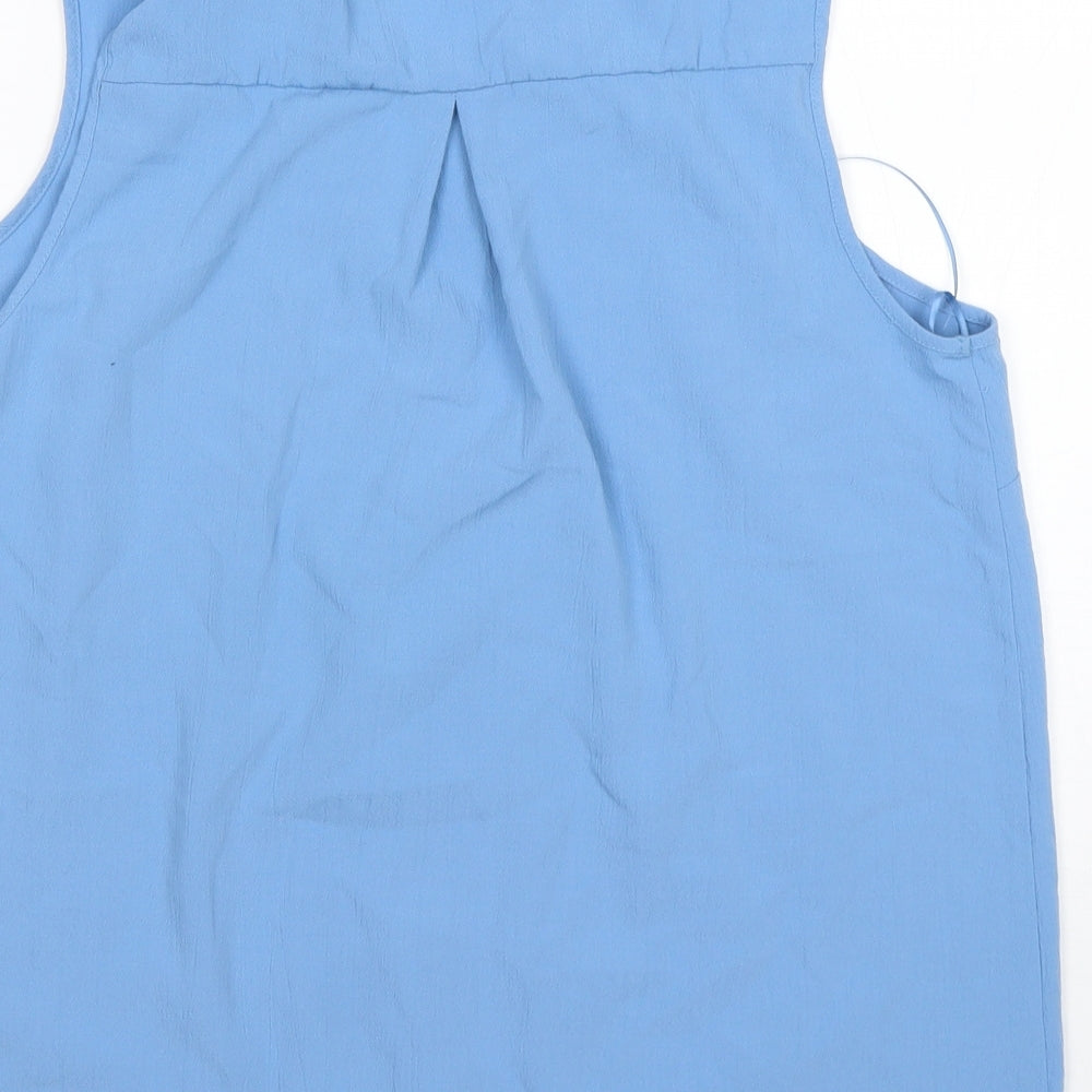 Papaya Womens Blue  Polyester Basic Button-Up Size 14 V-Neck