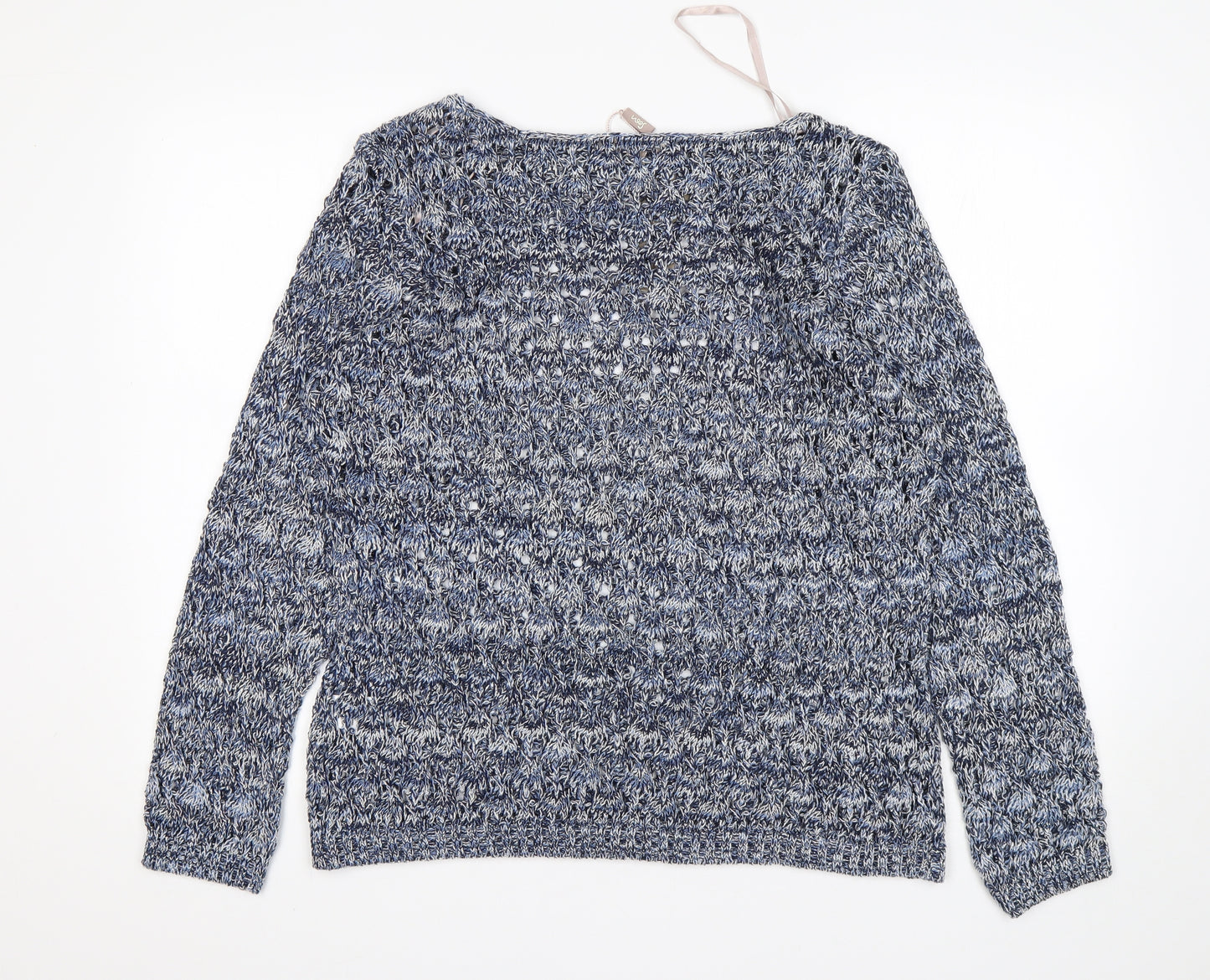 Soon Womens Blue Round Neck  Acrylic Pullover Jumper Size 16