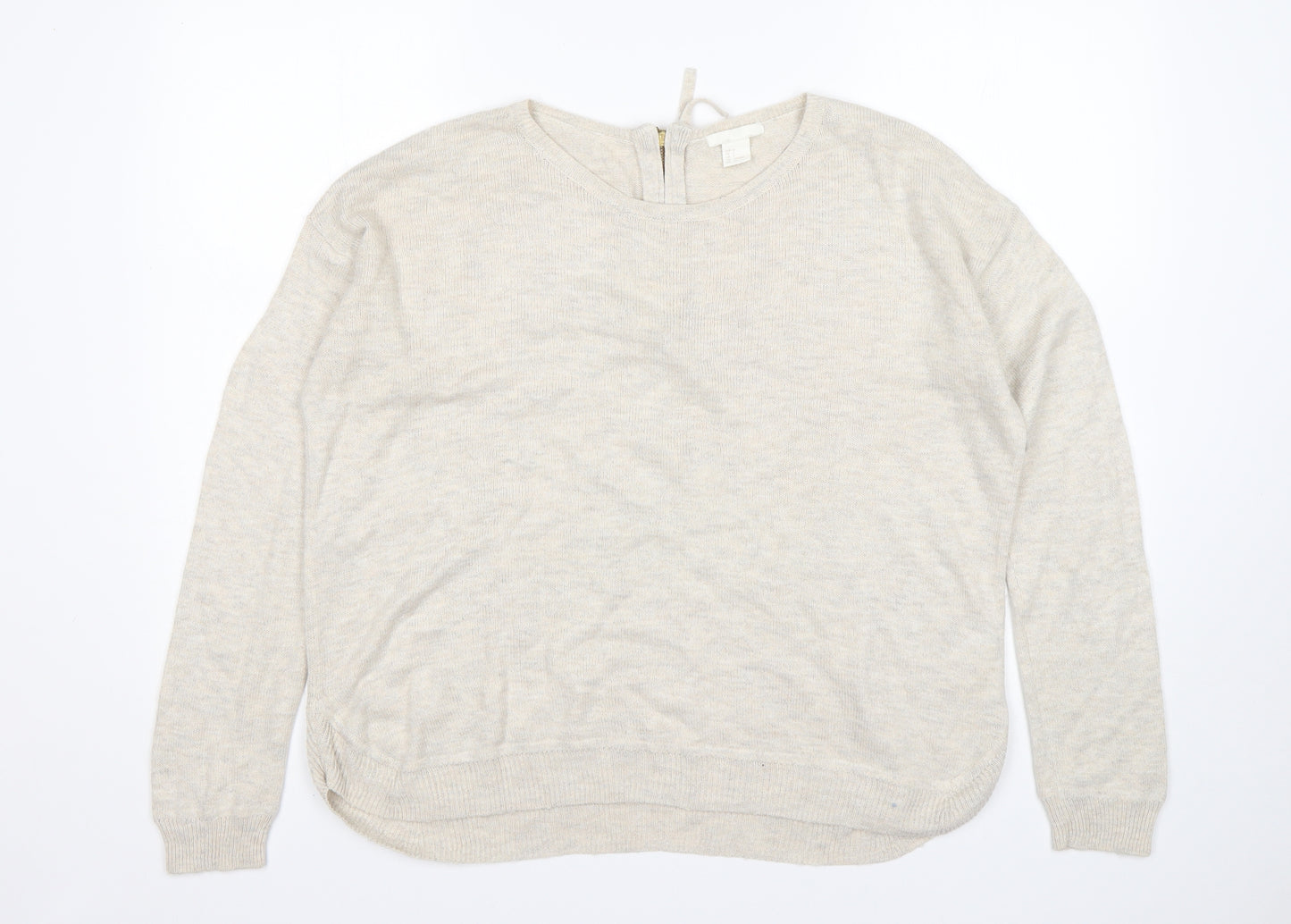 H&M Womens Beige Round Neck  Acrylic Pullover Jumper Size S
