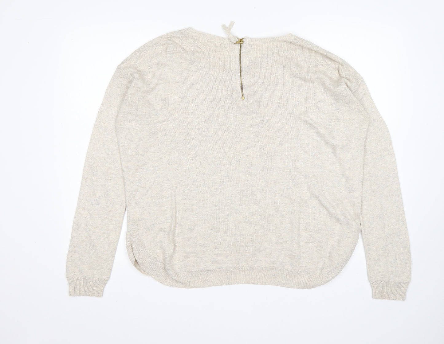 H&M Womens Beige Round Neck  Acrylic Pullover Jumper Size S