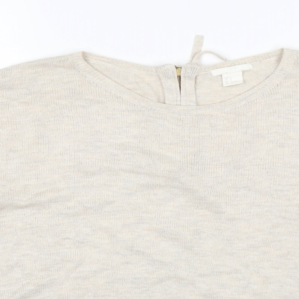 H&M Womens Beige Round Neck  Acrylic Pullover Jumper Size S