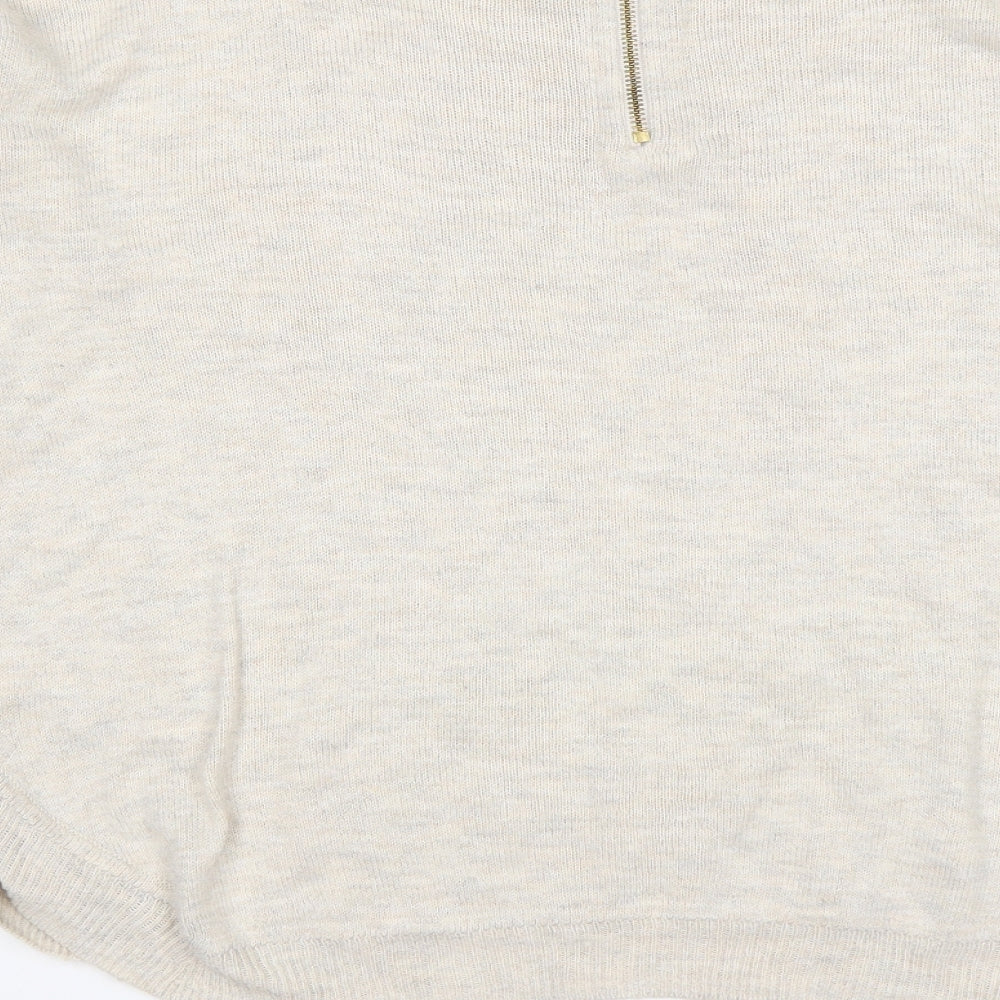 H&M Womens Beige Round Neck  Acrylic Pullover Jumper Size S