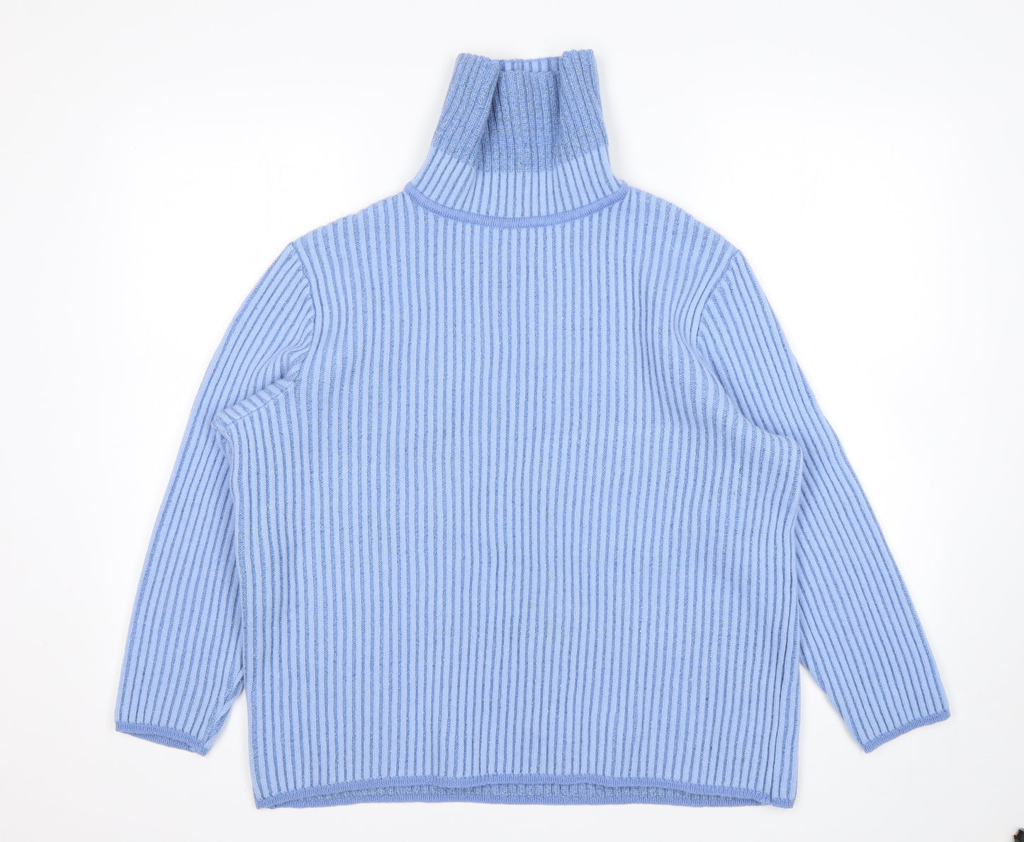 Basler Womens Blue Roll Neck  Wool Pullover Jumper Size 14
