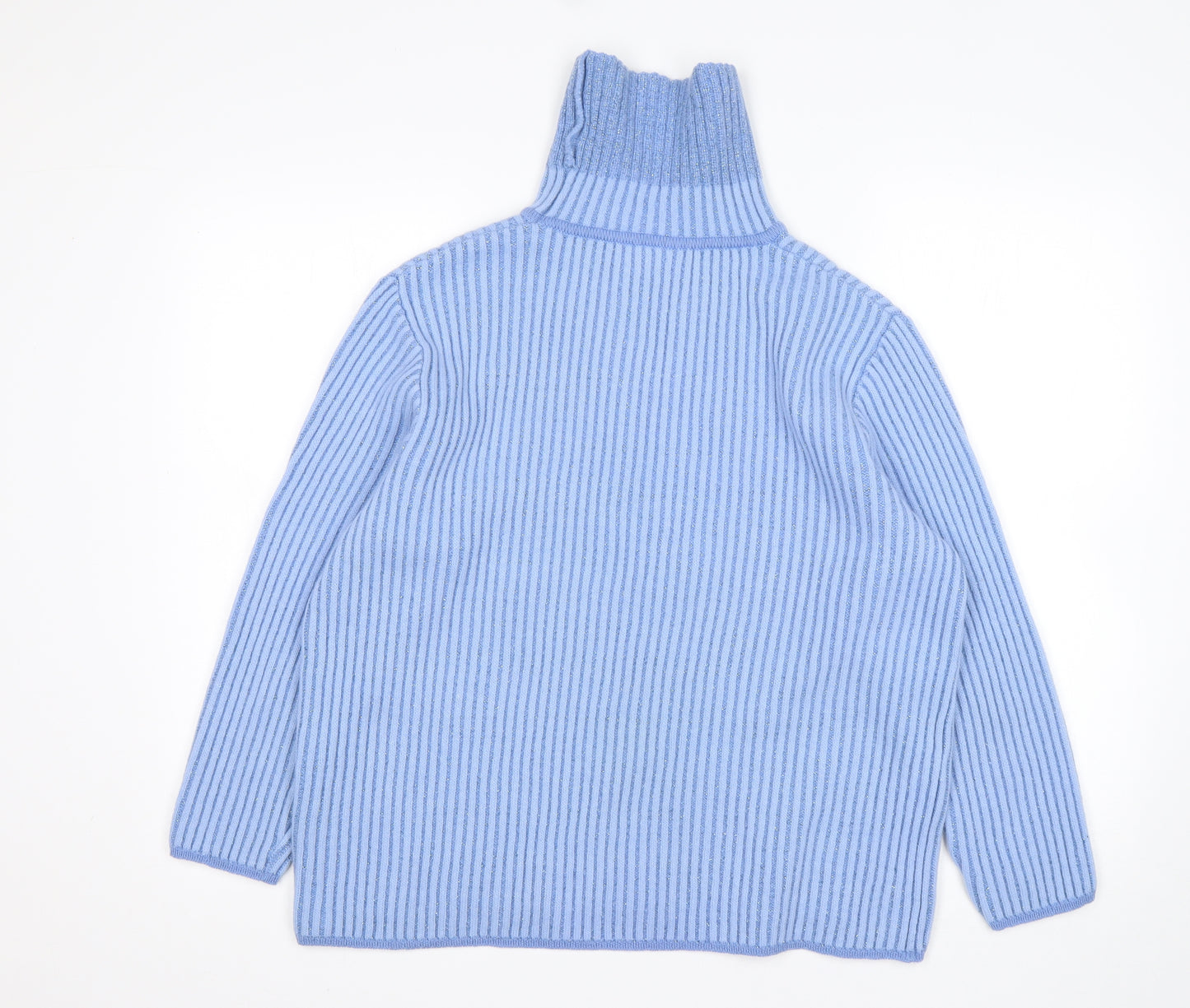 Basler Womens Blue Roll Neck  Wool Pullover Jumper Size 14