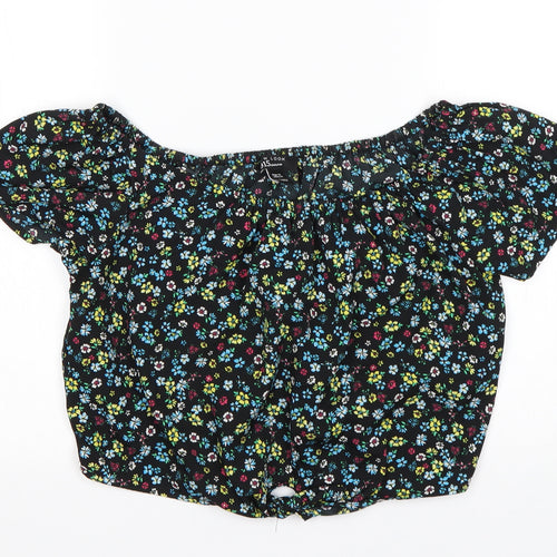 New Look Girls Multicoloured Floral Polyester Basic Blouse Size 15 Years Boat Neck