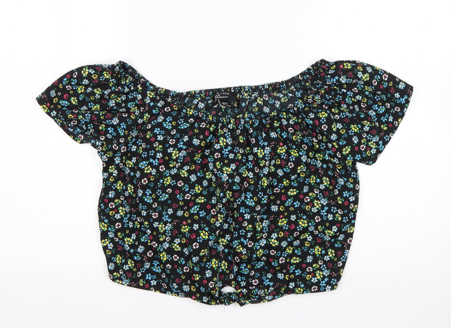 New Look Girls Multicoloured Floral Polyester Basic Blouse Size 15 Years Boat Neck