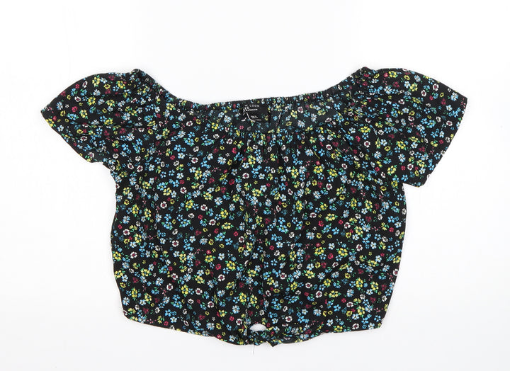 New Look Girls Multicoloured Floral Polyester Basic Blouse Size 15 Years Boat Neck