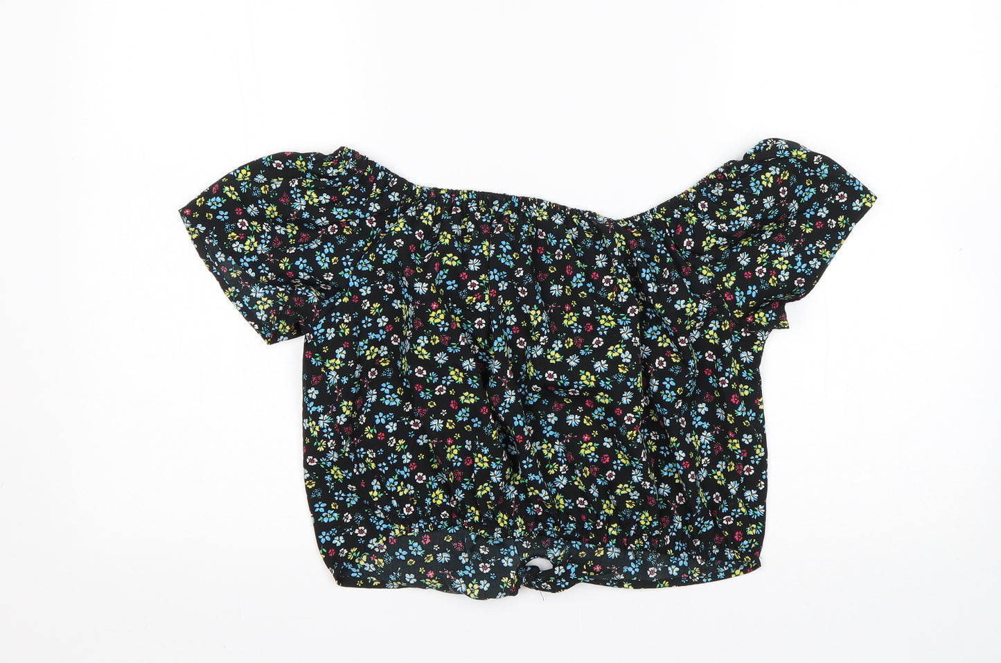 New Look Girls Multicoloured Floral Polyester Basic Blouse Size 15 Years Boat Neck