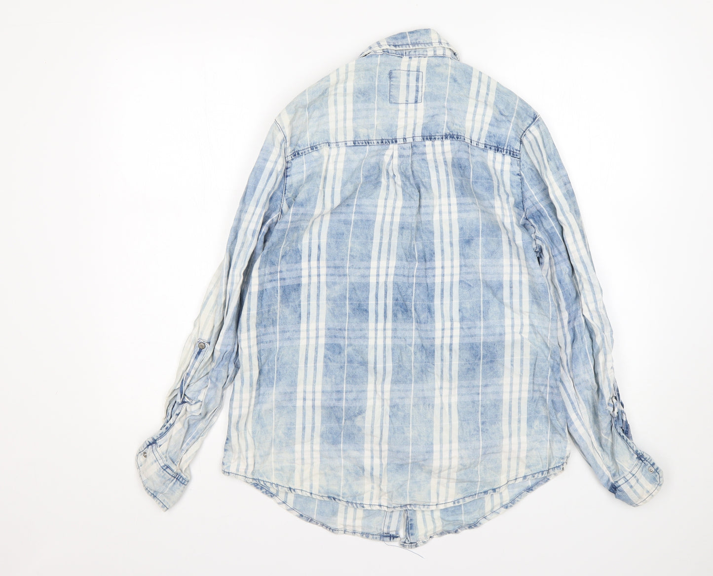 Primark Womens Multicoloured Plaid Cotton Basic Button-Up Size 10 Collared