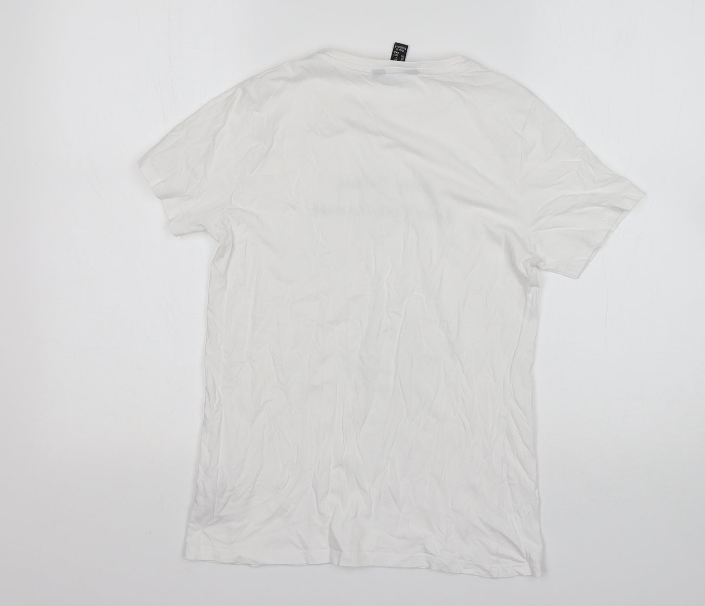 New Look Womens White  Cotton Basic T-Shirt Size 8 Round Neck
